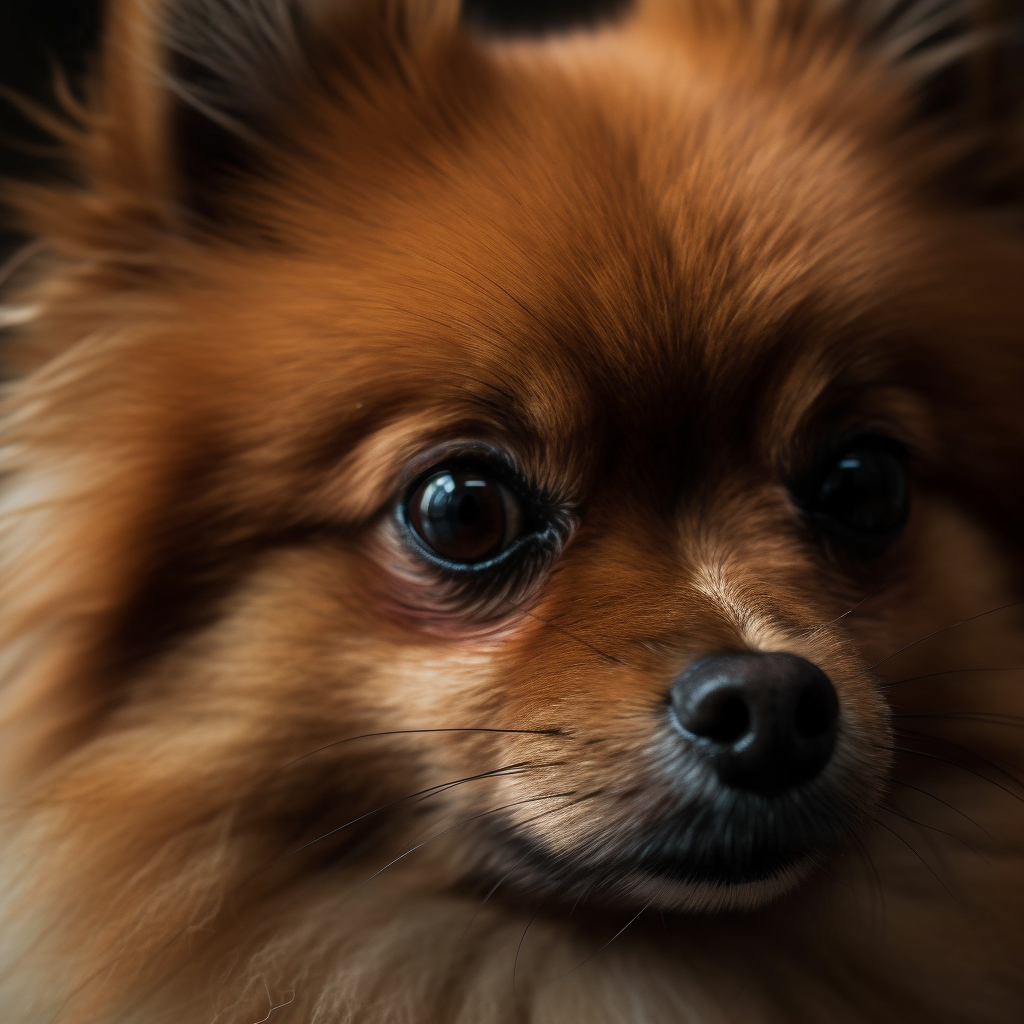 high detail photo of a pomeranian dog looking into the camera