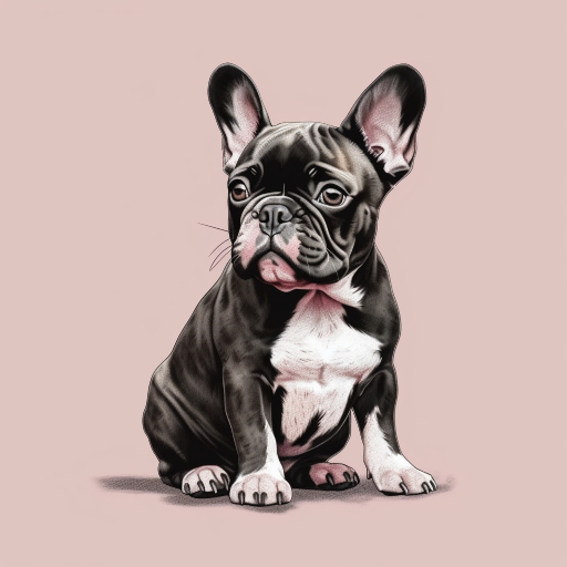 adorable image of a french bulldog sitting with a light pink background