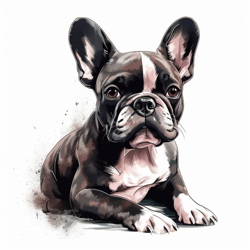 realistic clipart graphic of a french bulldog laying