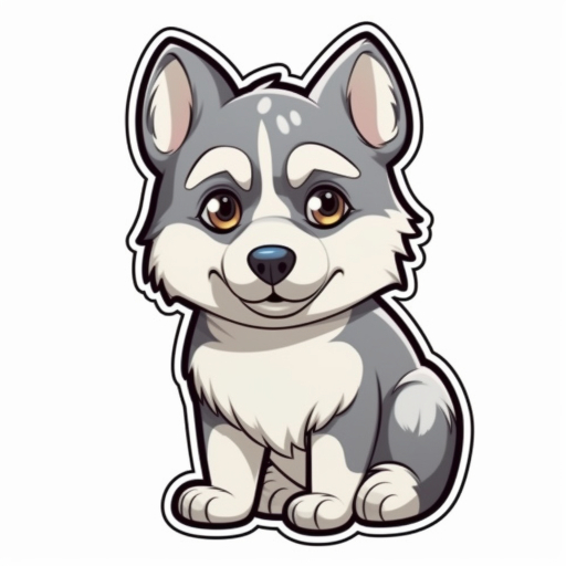 adorable husky puppy image sticker on white background