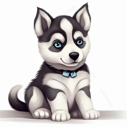 very cute husky puppy image clip art with white background