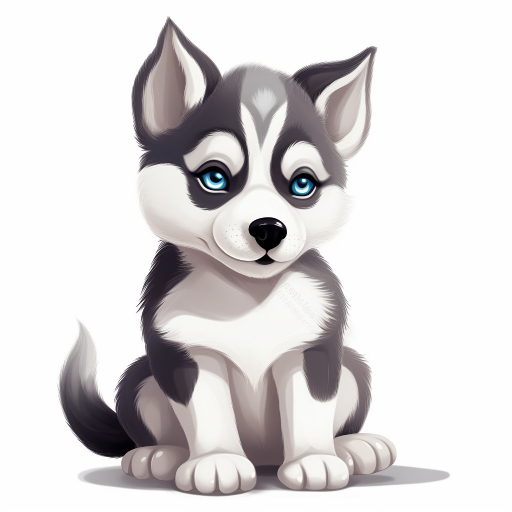 cute husky clip art image with blue eyes