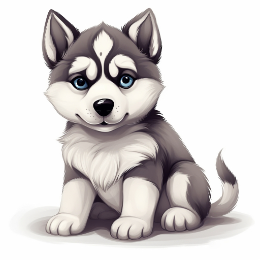 super cute image art of a husky puppy dog with blue eyes