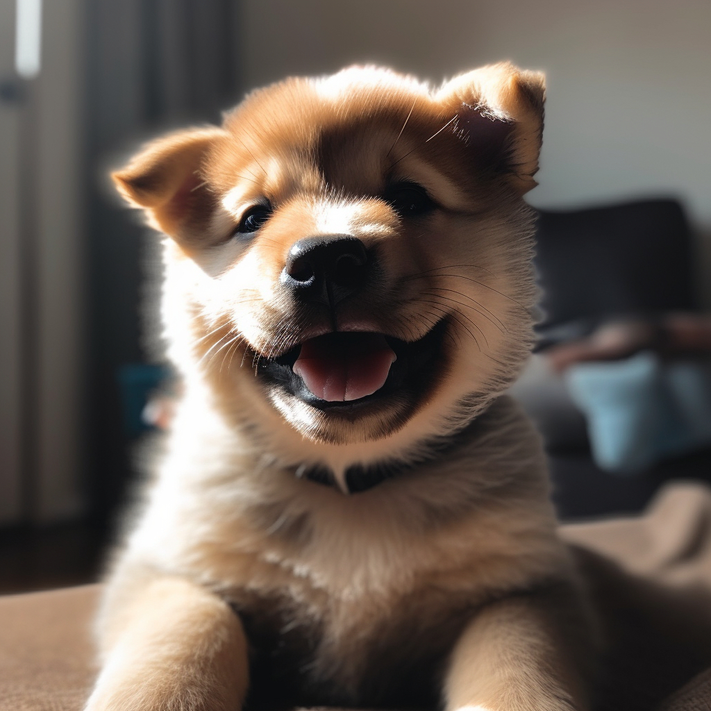 adorable puppy posing for the camera with a smile