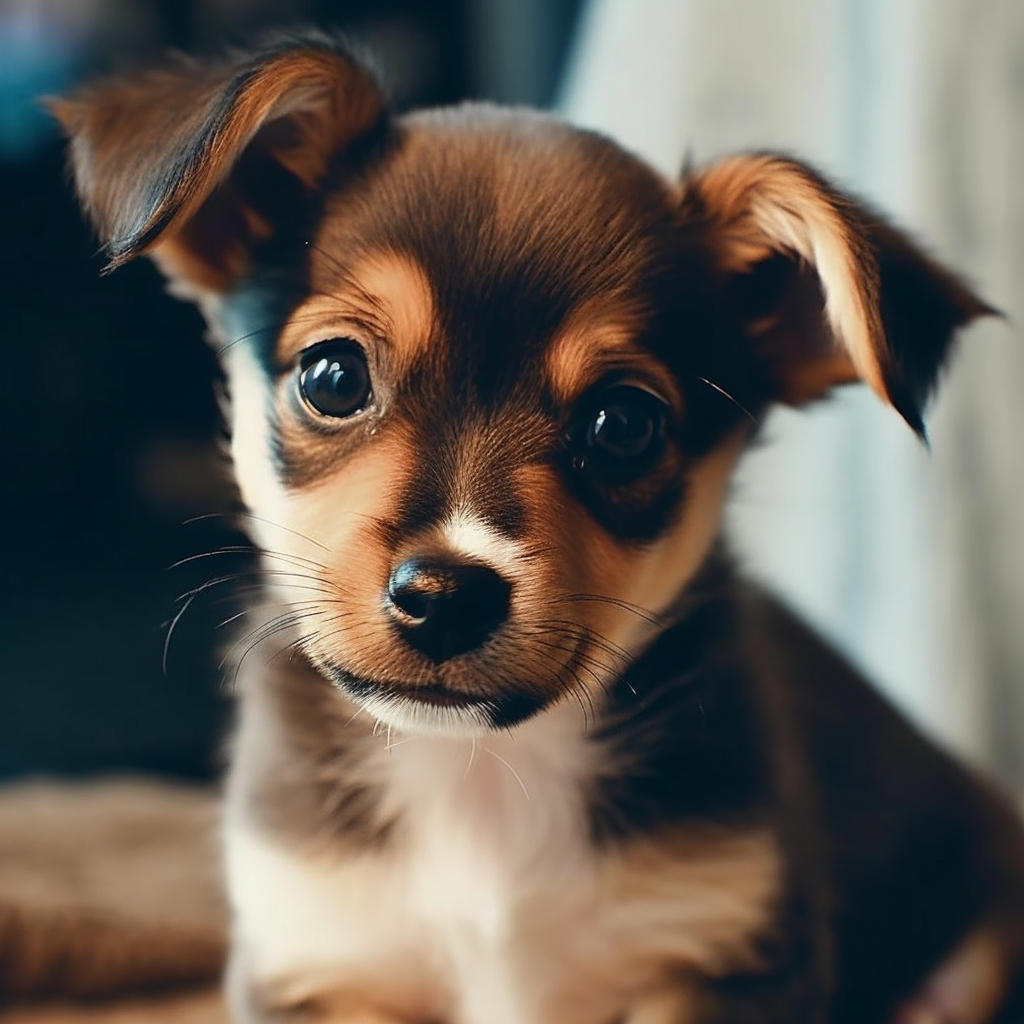 cute puppy with his head tilted for the camera