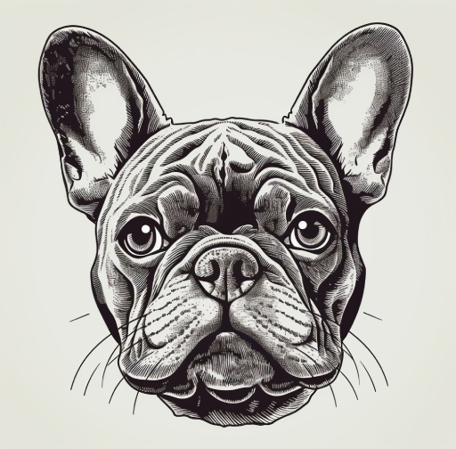 sketch of a french bulldog's face