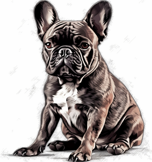 Drawing of a brown frenchie sitting