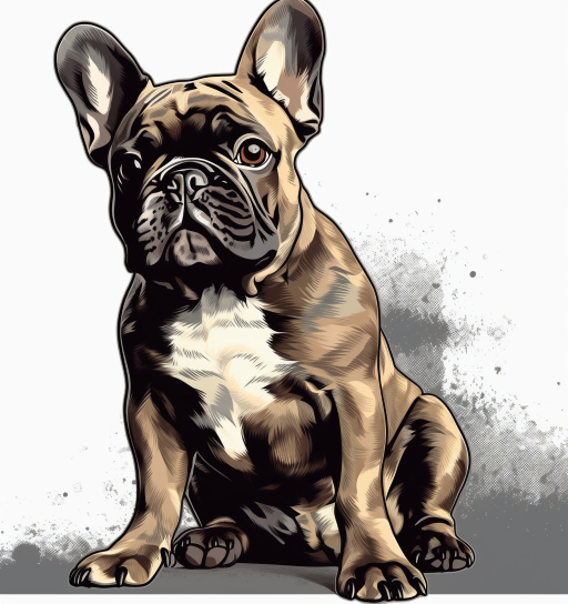 painting of a brown frenchie