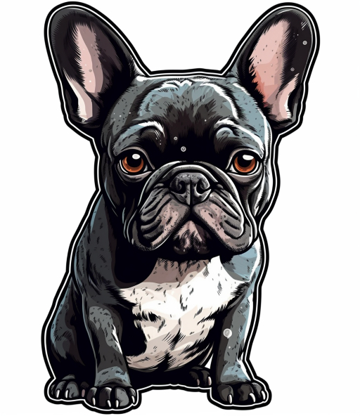 black and white puppy french bulldog sticker