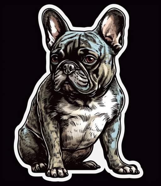 sticker art of a french bulldog sitting