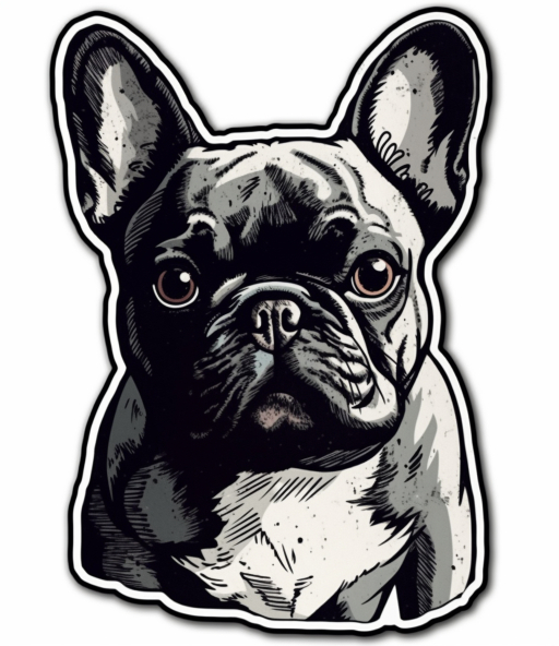 simple black and white french bulldog digital image art