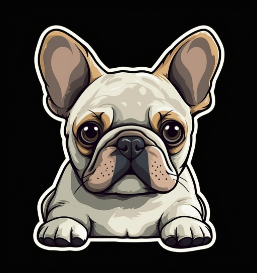 adorable french bulldog sticker with black background
