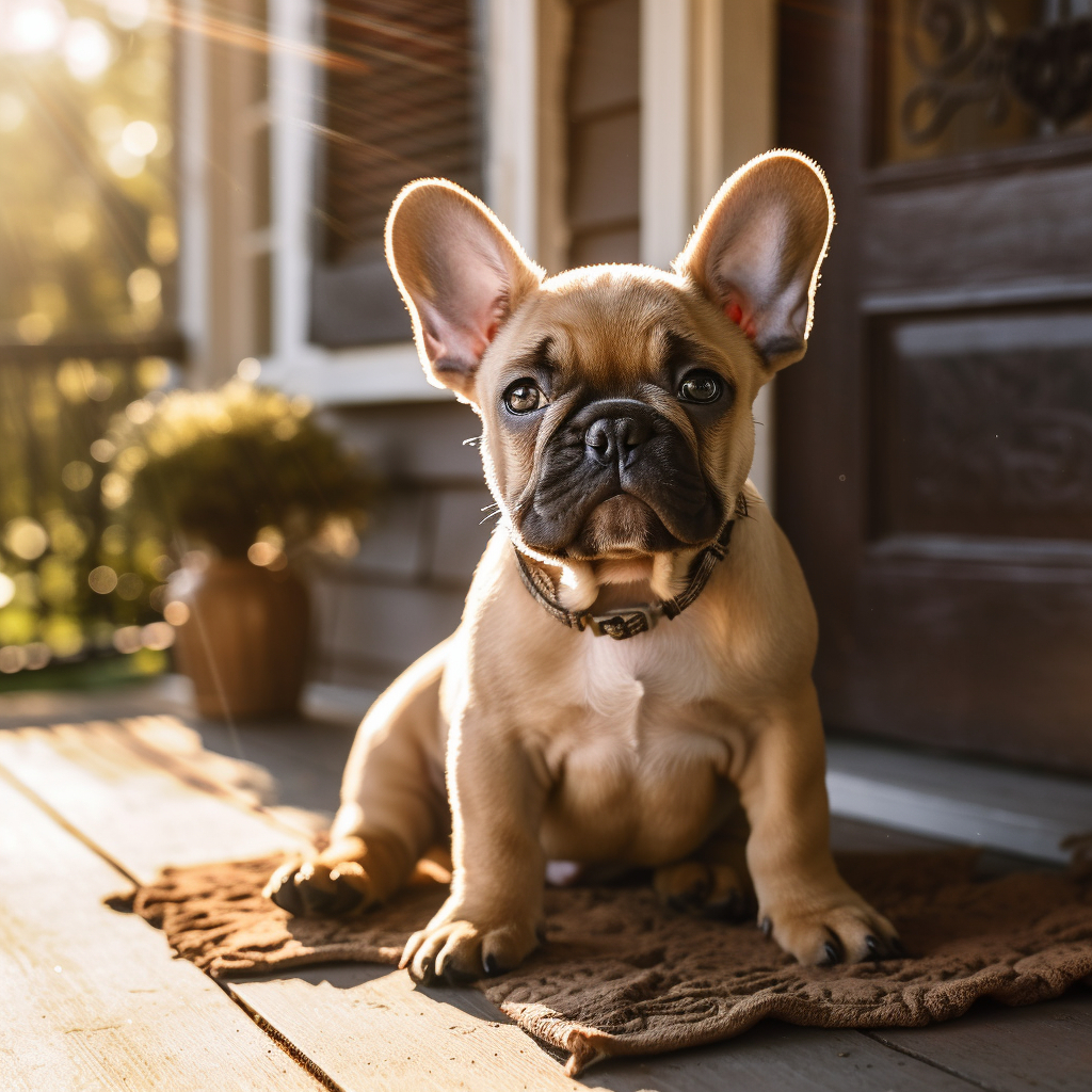 image of a french bulldog puppy sitting by the front door