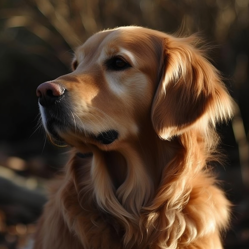 beautiful golden retriever sporting dog breed outdoors with rays of sunshine on her golden fur