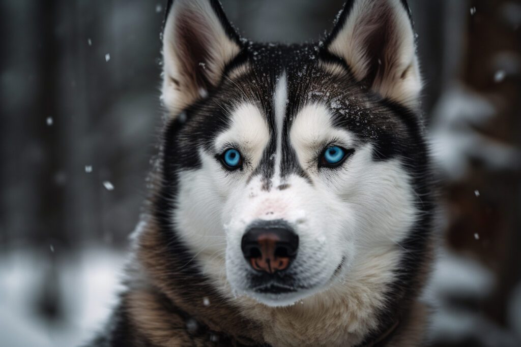 stunning husky photo in the snow
