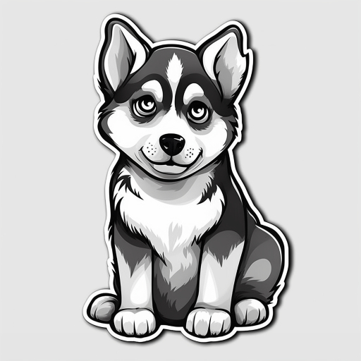 vector art of a black and white husky dog