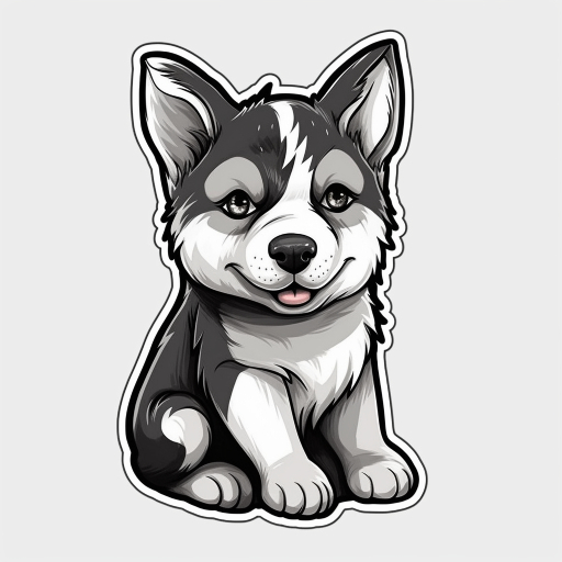 vector style drawing of a husky puppy