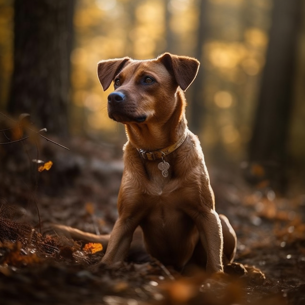beautiful dog breed posing in the woods for a stunning picture