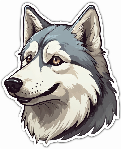 cartoon sticker of a siberian husky face