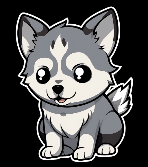 cute husky puppy image with a black background