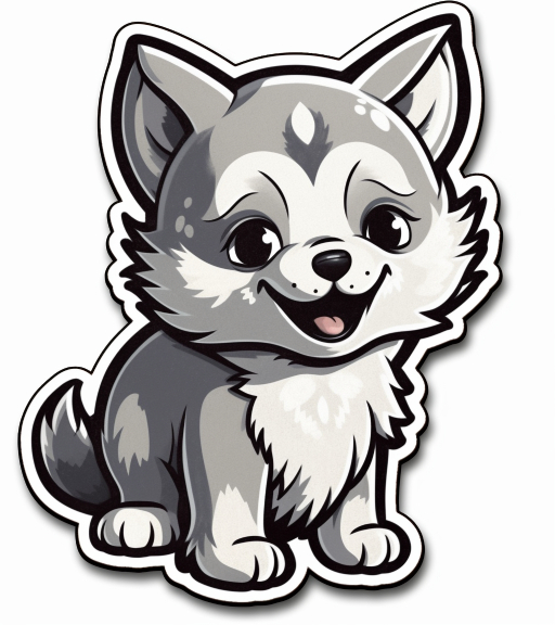 black and white husky puppy dog clip art image